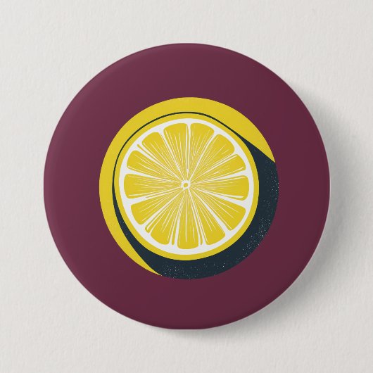 Lemon Citrus Design - Large Button 缶バッジ (正面)