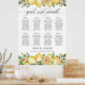 Lemon Citrus Floral Greenery Wedding Seating Chart ポスター (キッチン)