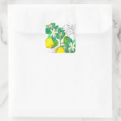 Lemon Citrus Fruit Flowers Botanical Drawing スクエアシール (バッグ)