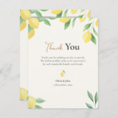 Lemon Citrus Green Wedding with Photo Back サンキューカード (正面/裏面)