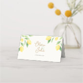 Lemon Citrus Greenery Wedding Place Card with Meal プレイスカード (裏面)