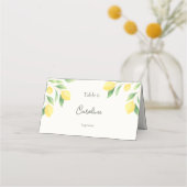 Lemon Citrus Greenery Wedding Place Card with Meal プレイスカード (正面)