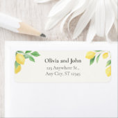 Lemon Citrus Greenery Wedding Return Address Label ラベル (インサイチュ)