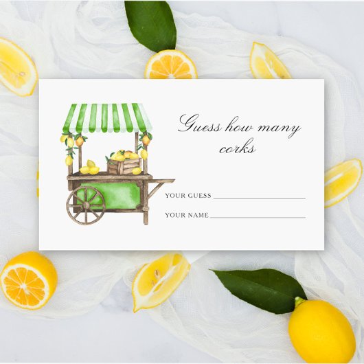 Lemon citrus - guess how many corks bridal game エンクロージャーカード