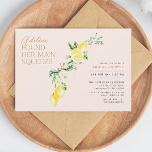 Lemon Citrus Main Squeeze Blush Bridal Shower 招待状