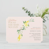 Lemon Citrus Main Squeeze Blush Bridal Shower 招待状 (スタンド正面)