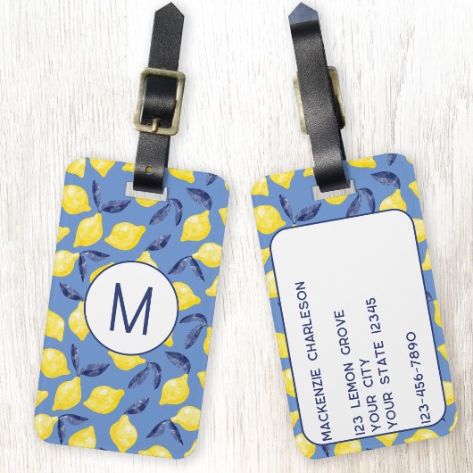 Lemon Citrus Mediterranean Monogram ラゲッジタグ
