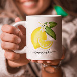 Lemon Citrus Monogram コーヒーマグカップ<br><div class="desc">This design features a watercolor lemon with monogram.</div>