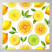 Lemon Citrus Slice Pattern ポスター (正面)