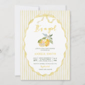 Lemon Citrus Stripes Baby Shower Invitation 招待状 (正面)