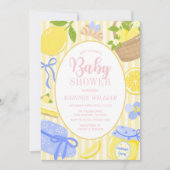 Lemon Citrus Summer Baby Girl Shower 招待状 (正面)