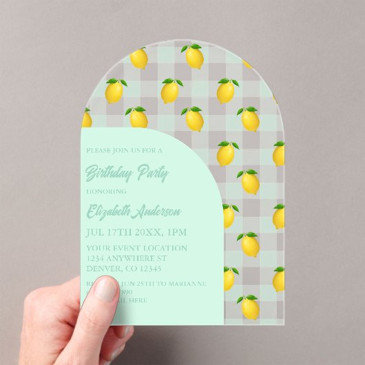 Lemon Citrus Summer Birthday アクリル招待状 (インサイチュ (ポータブル))