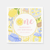 Lemon Citrus Summer Lemonade 1st Birthday Party  スタンダードカクテルナプキン (正面)