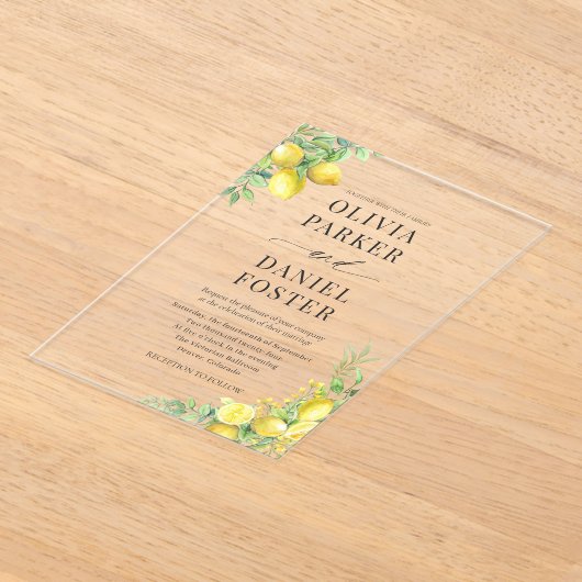 Lemon Citrus Wedding アクリル招待状 (レイダウン)