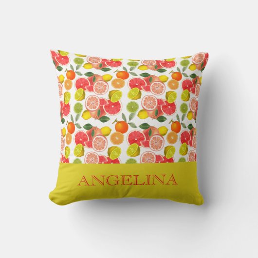 Lemon citrus yellow Pattern  クッション (正面)