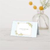 Lemon Coastal Stripe Personalized Wedding プレイスカード (裏面)