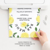 Lemon Cocktail Bar Menu Bridal Shower Sign ポスター