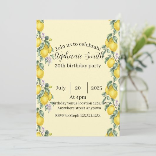 Lemon Cocktail Summer Birthday Invitation  招待状 (スタンド正面)