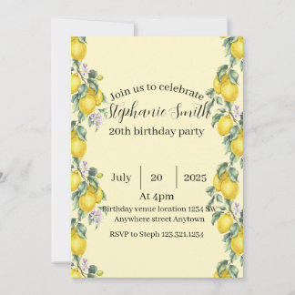 Lemon Cocktail Summer Birthday Invitation  招待状