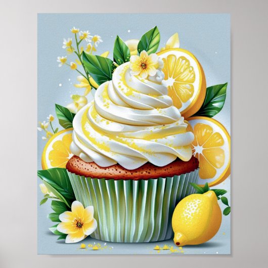 Lemon Cupcake Kitchen & Bakery Wall Art ポスター (正面)