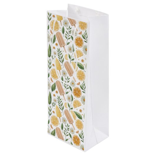 Lemon Daisy Gift Bag – Reusable Floral Packaging ワインギフトバッグ (裏面アングル)