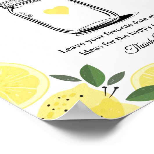 Lemon Date Jar Ideas Sign Printable Sign ポスター (角)