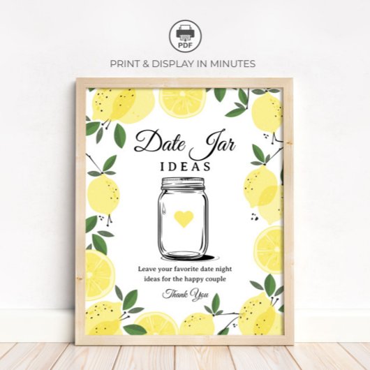 Lemon Date Jar Ideas Sign Printable Sign ポスター
