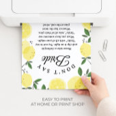 Lemon "Don't Say Bride" Bridal Shower Game sign ポスター