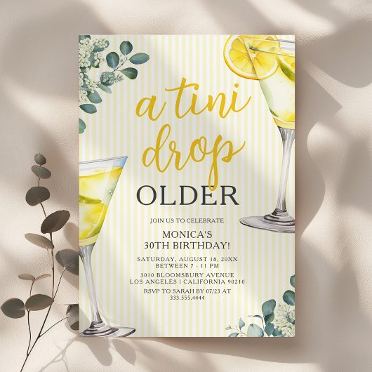 Lemon Drop Martini Adult Birthday Party 招待状