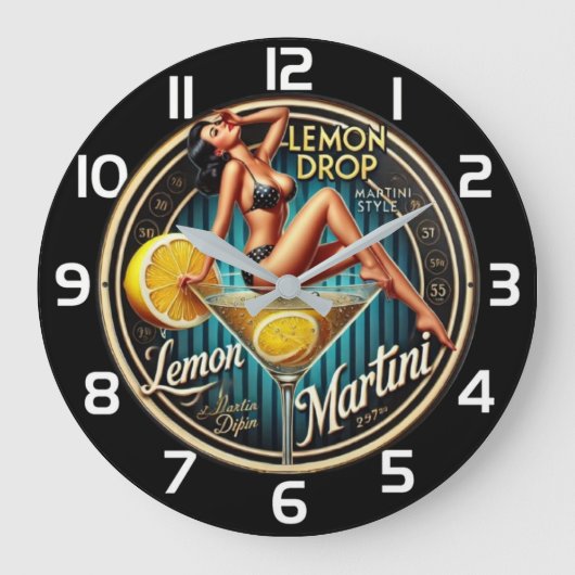 Lemon Drop Martini Modern bar ラージ壁時計 (正面)