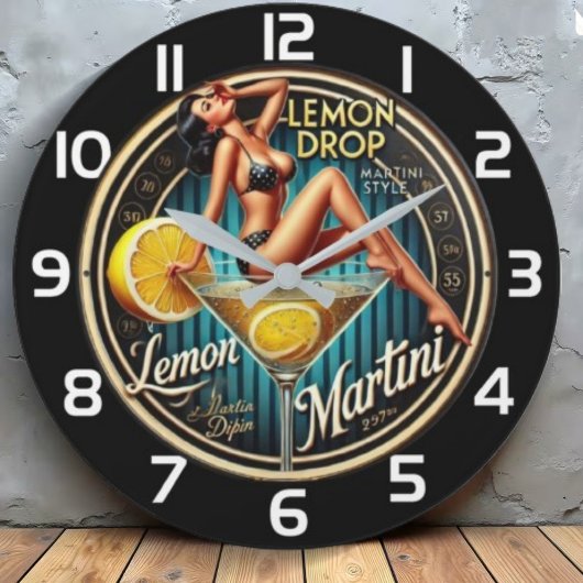 Lemon Drop Martini Modern bar ラージ壁時計