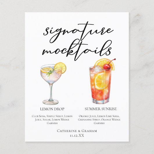 Lemon Drop Summer Sunrise Wedding Mocktails Menu (正面)