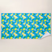 Lemon Drops Lemons Caribbean Blue Beach Towel ビーチタオル (正面)