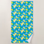 Lemon Drops Lemons Caribbean Blue Beach Towel ビーチタオル (正面)