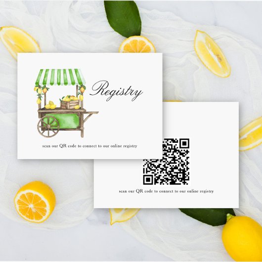 Lemon elegant Bridal shower QR code for registry エンクロージャーカード