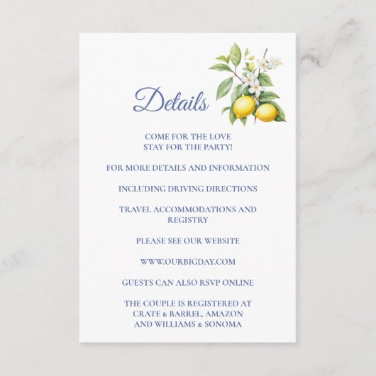 Lemon Enclosure Card Details エンクロージャーカード (正面)