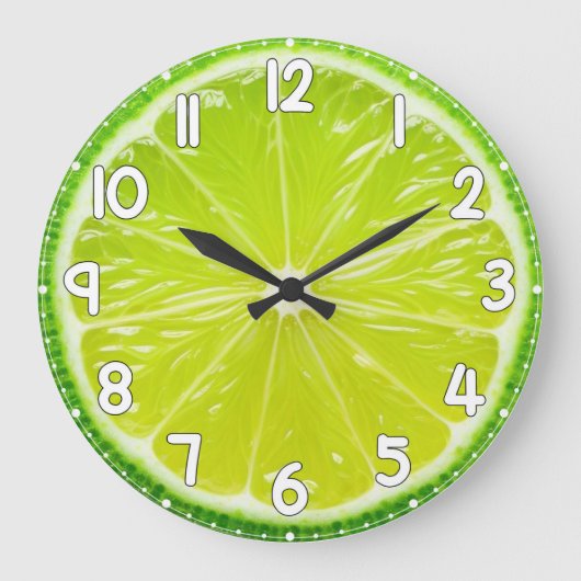 Lemon Face Wall Clock – Fresh Citrus Kitchen Home  ラージ壁時計 (正面)