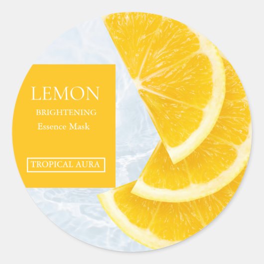Lemon Facial Mask Label ラウンドシール (正面)