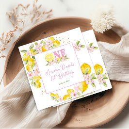 Lemon Floral 1st Birthday Napkins スタンダードカクテルナプキン