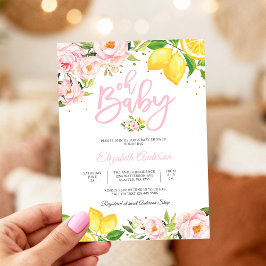 Lemon Floral Baby Shower Invitation 招待状