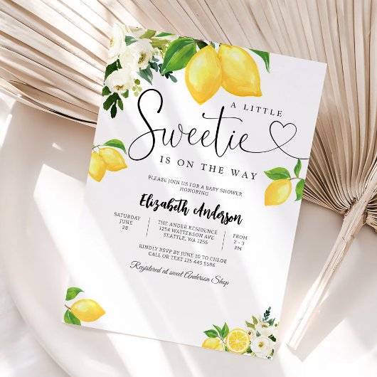 Lemon Floral Baby Shower Invitation 招待状