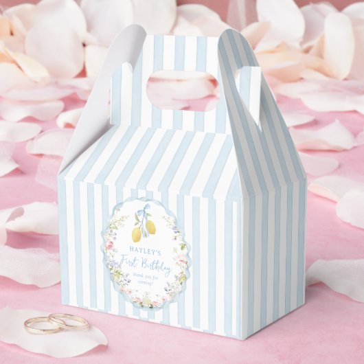 Lemon Floral Blue Birthday Favor Box フェイバーボックス (ウェディング)