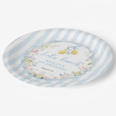 Lemon Floral Blue Bows Paper Plate ペーパープレート (アングル)