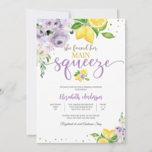 Lemon Floral Bridal Shower Invitation 招待状 (正面)