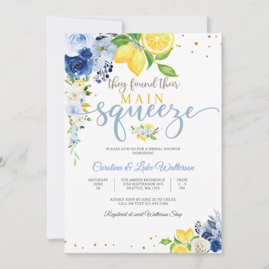 Lemon Floral Bridal Shower Invitation 招待状 (正面)