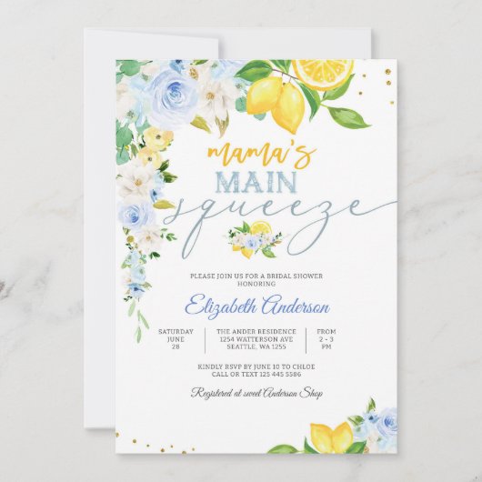 Lemon Floral Bridal Shower Invitation 招待状 (正面)