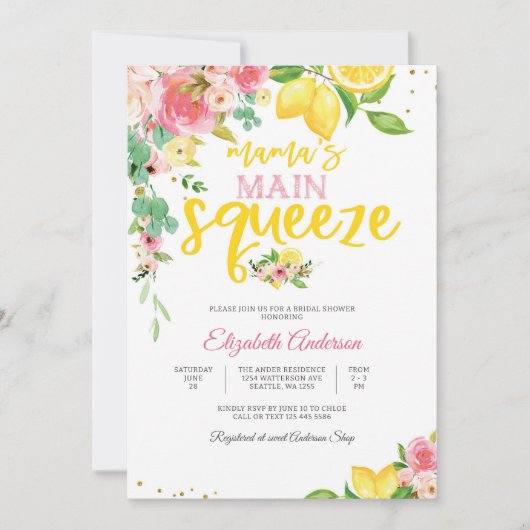 Lemon Floral Bridal Shower Invitation 招待状 (正面)