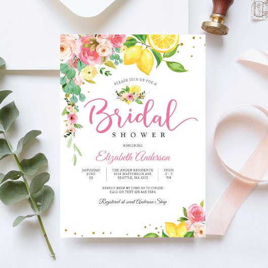 Lemon Floral Bridal Shower Invitation 招待状
