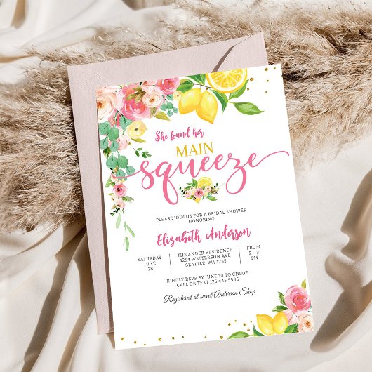 Lemon Floral Bridal Shower Invitation 招待状