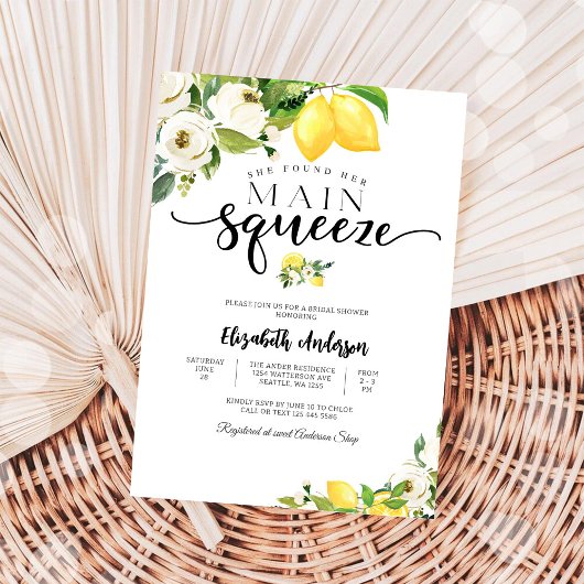Lemon Floral Bridal Shower Invitation 招待状